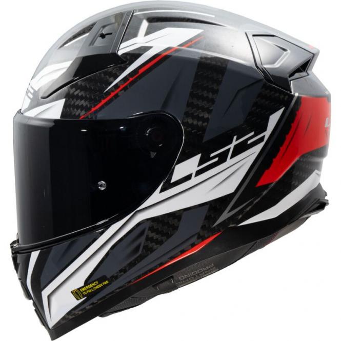 LS2 FF811 VECTOR II CARBON SAVAGE GLÄNZEND/WEISS/ROT/GRAU 